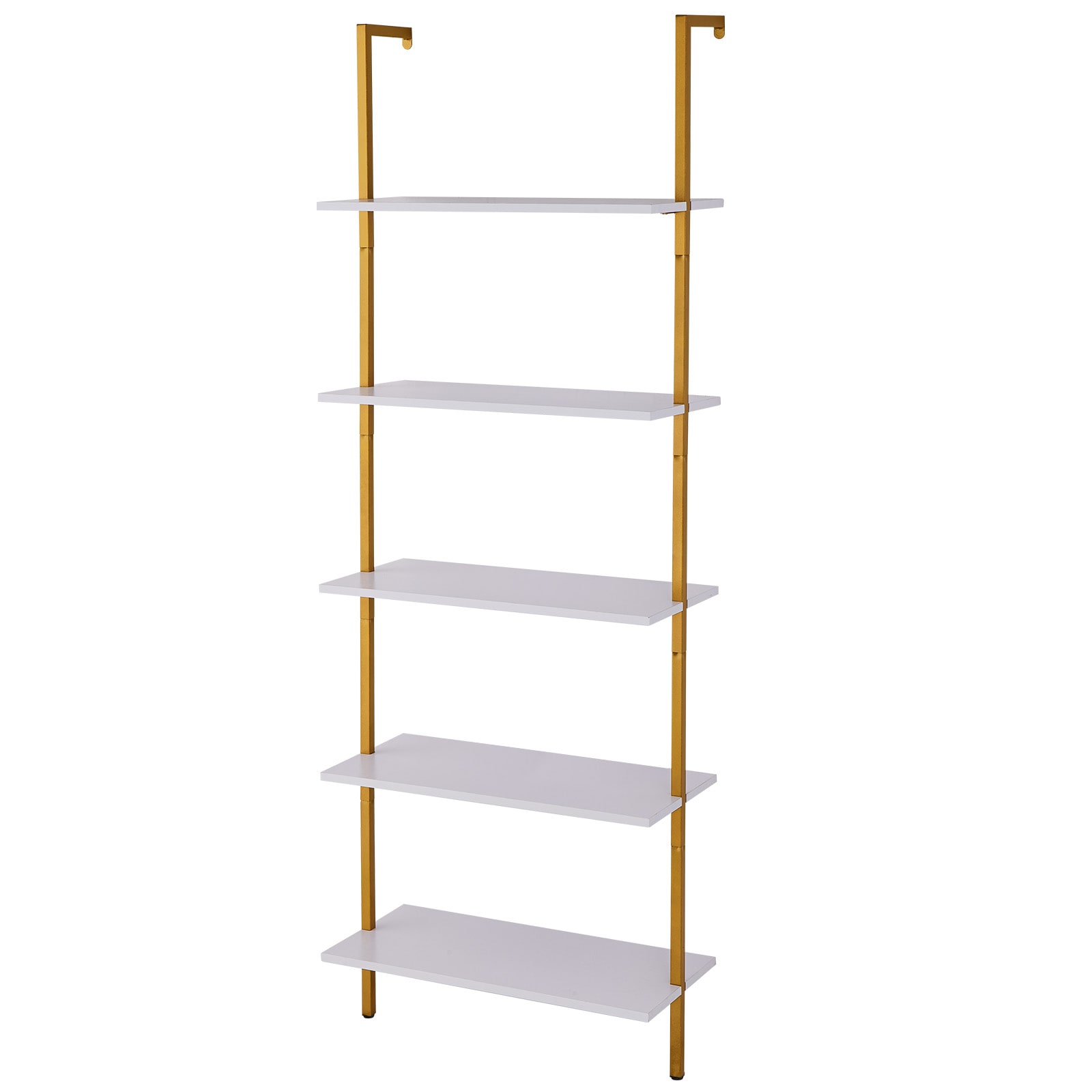 Industrial Square Pipe Shelf 5 Tier 24x11.8in Wall-Mount Gold White_voghion.com